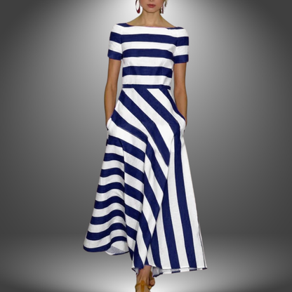 Minka | Striped a-Line Maxi Gown
