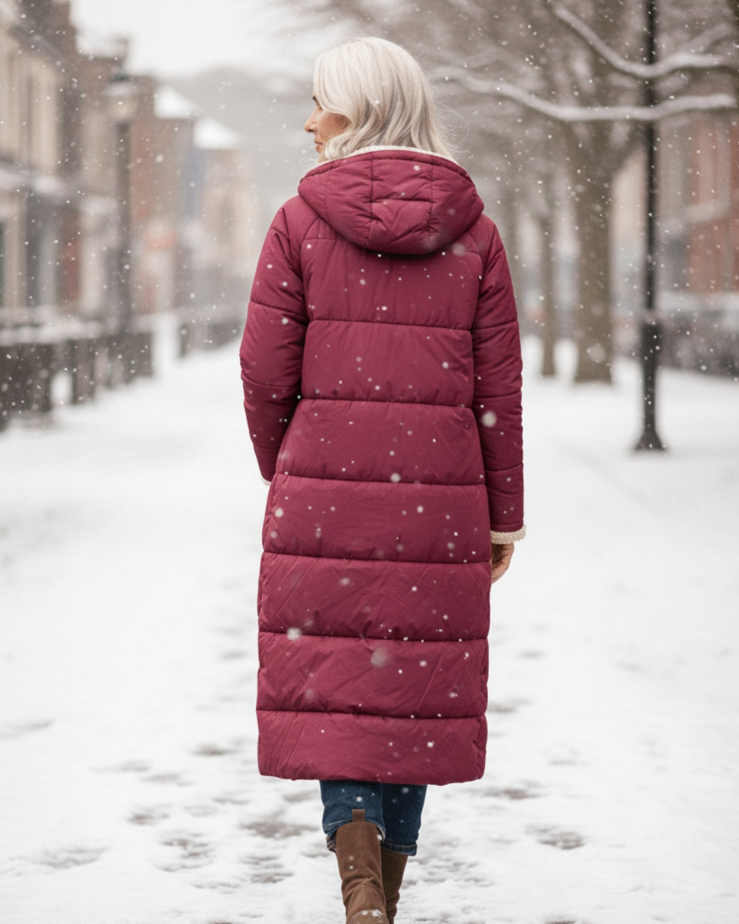 Debra – Quilted Sherpa-Lined Long Coat