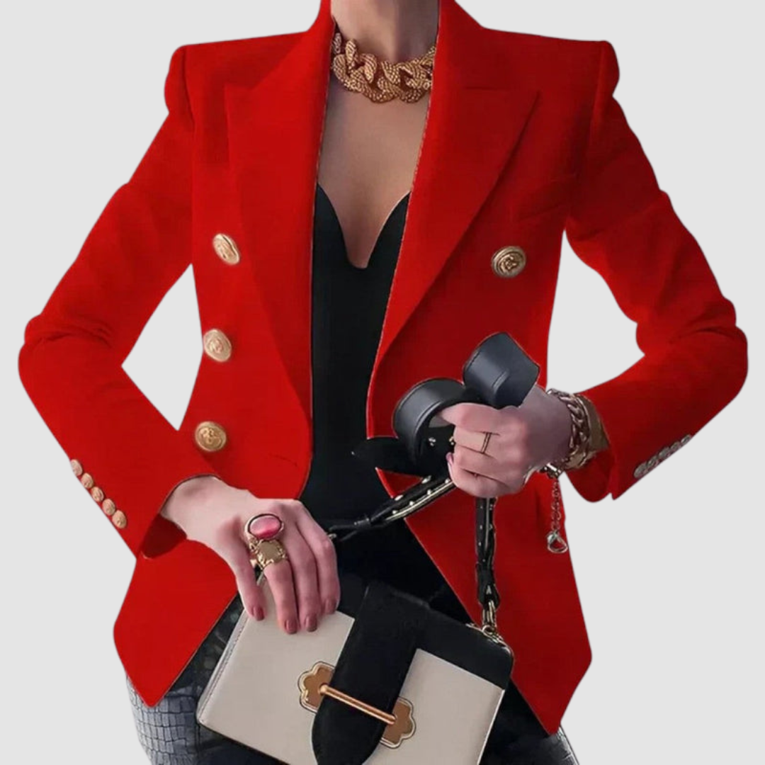 Marsha – Double-Breasted Gold Button Blazer