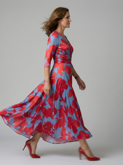 Brya | Cross Wrap Neck Midi Dress