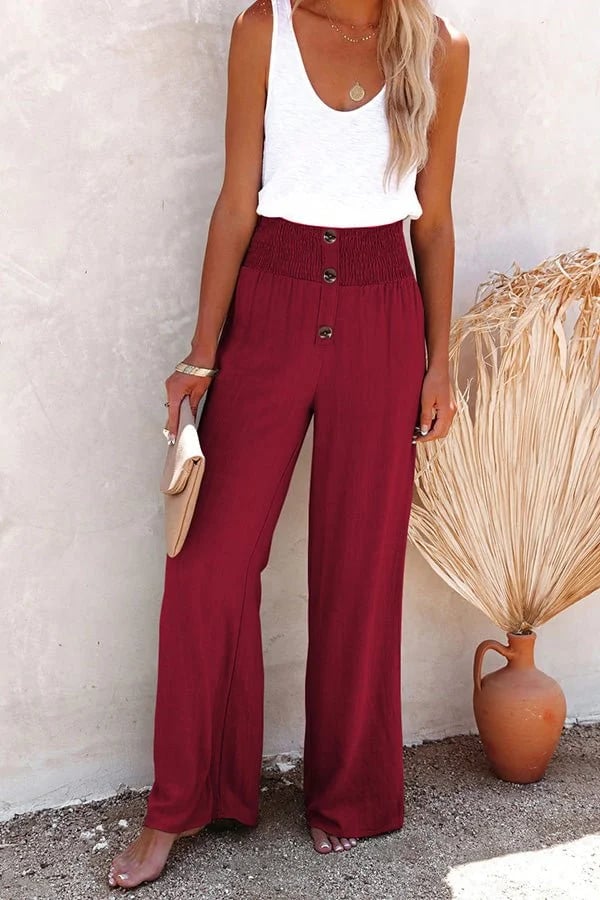 Julia – High-Waist Wide-Leg Linen-Look Pants