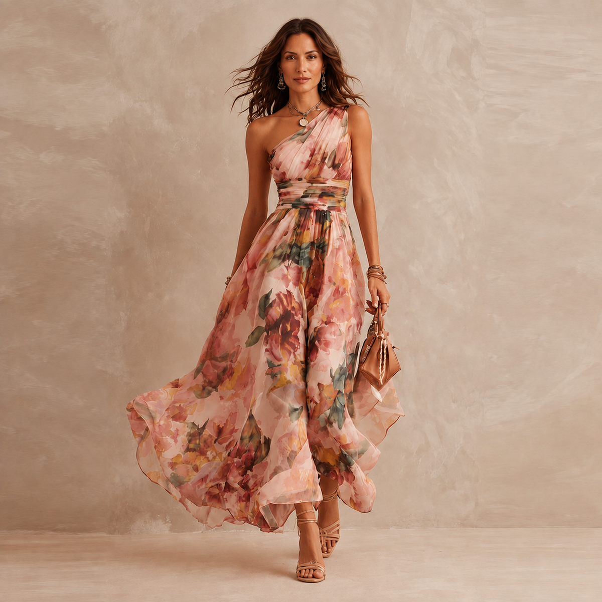 Robyn – One-Shoulder Floral Maxi Dress