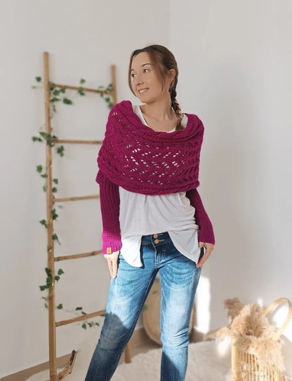 Penny – Lace Knit Wrap Shrug with Sleeves
