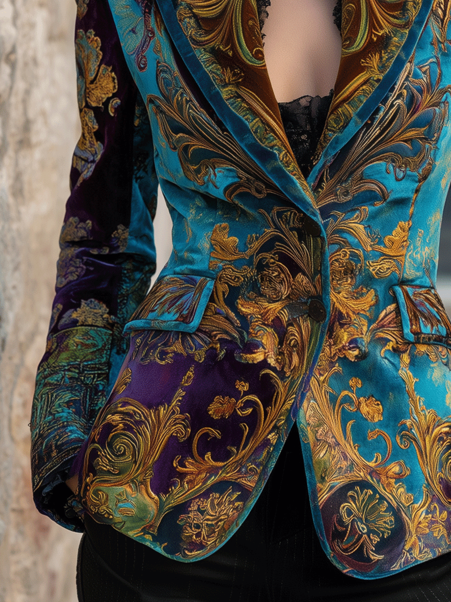Clarissa – Baroque Velvet-Look Tailored Blazer