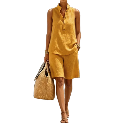 Janice – Relaxed Linen-Look Shorts Set
