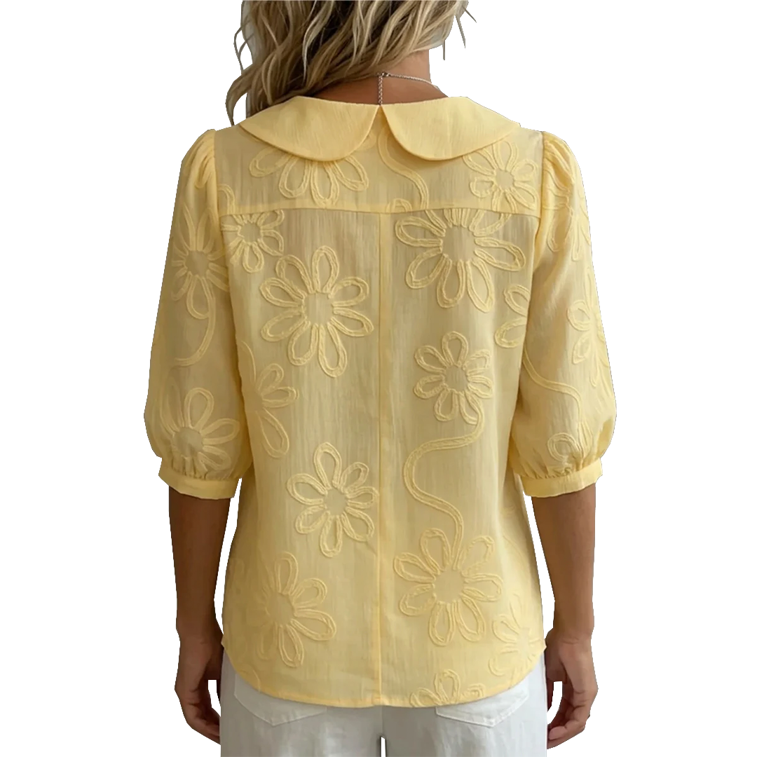 Katherine – Embroidered Floral Peter Pan Collar Blouse