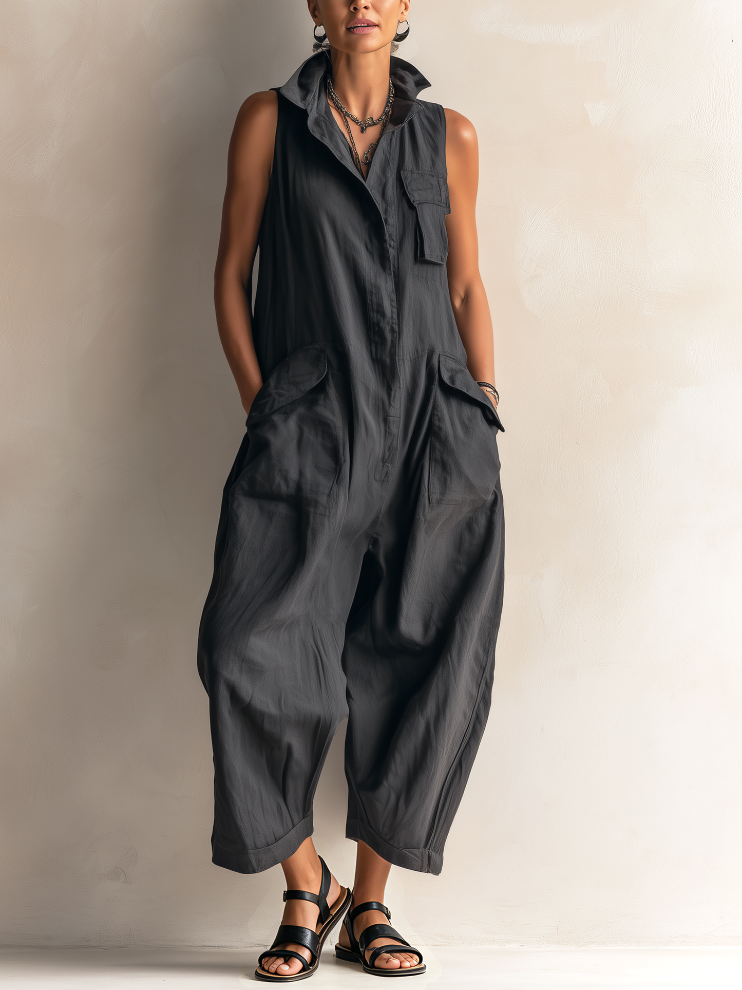 Rosa – Relaxed Cargo Jumpsuit
