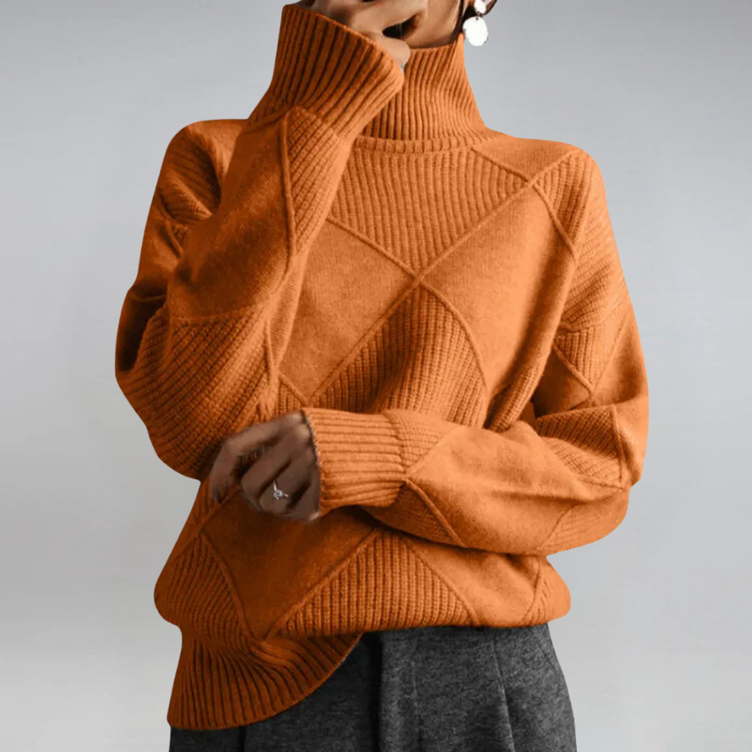 Bernice – Turtleneck Geometric Knit Jumper