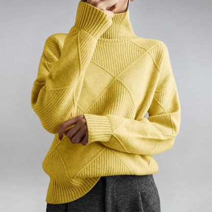Bernice – Turtleneck Geometric Knit Jumper