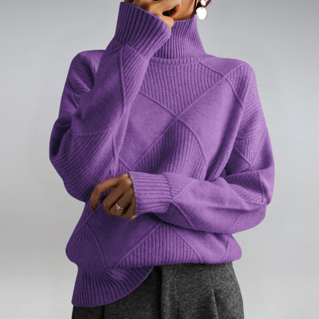 Bernice – Turtleneck Geometric Knit Jumper