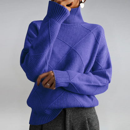 Bernice – Turtleneck Geometric Knit Jumper