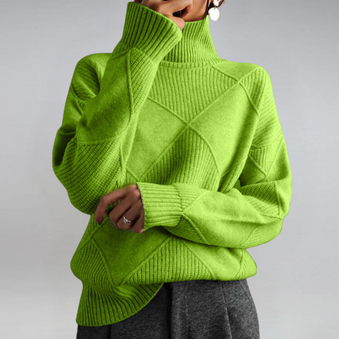 Bernice – Turtleneck Geometric Knit Jumper