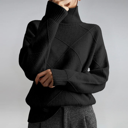 Bernice – Turtleneck Geometric Knit Jumper