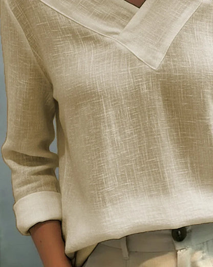 Opal – V-Neck Off-Shoulder Linen-Look Top