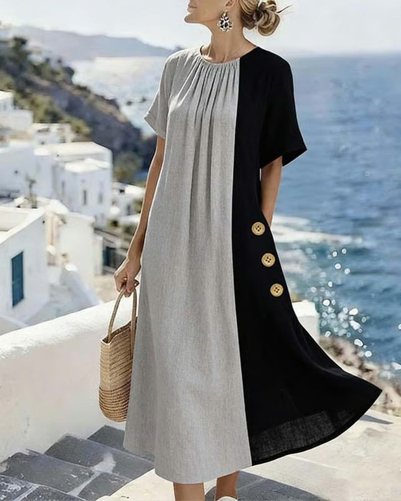 Ophelia – Contrast Panel Midi Dress