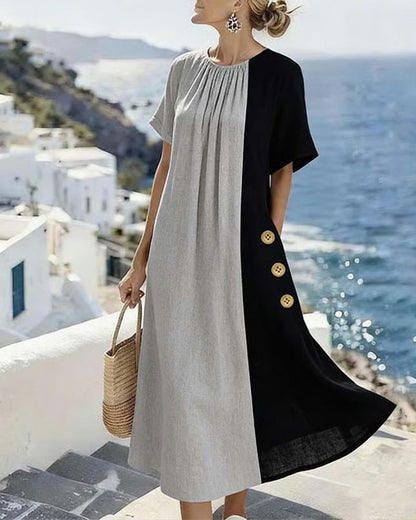 Ophelia – Contrast Panel Midi Dress