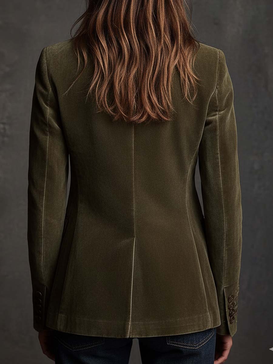 Judy – Floral Embroidered Velvet-Look Blazer
