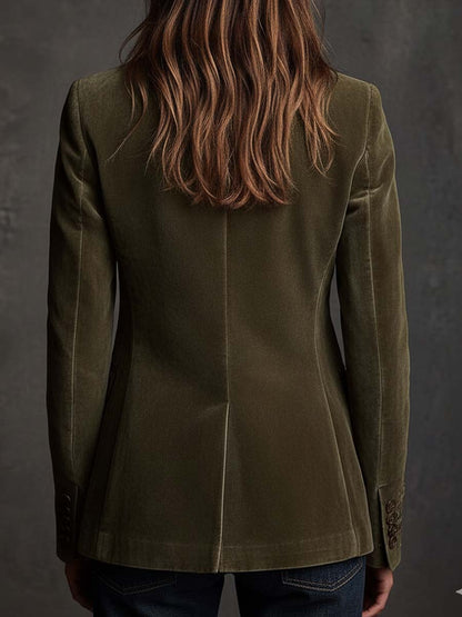 Judy – Floral Embroidered Velvet-Look Blazer