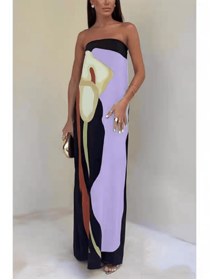 Nala | Coastal Chic Strapless Printed Maxi Party Dress