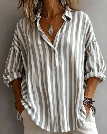 Jayda | Loose Striped Blouse with Collar