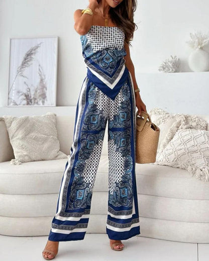 Carolanne | Holiday Ready Stylish Lace-Up Vest & Pants Two-Piece Set Dress