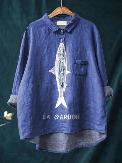 Terra | Sardine Fish Graphic Printed Women's Casual Shirt