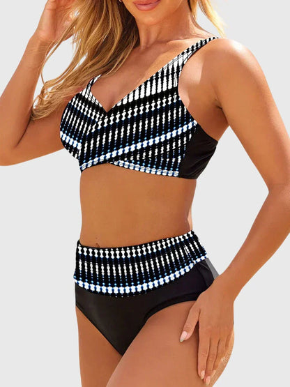 Alexandra – Striped Wrap-Style Bikini Set