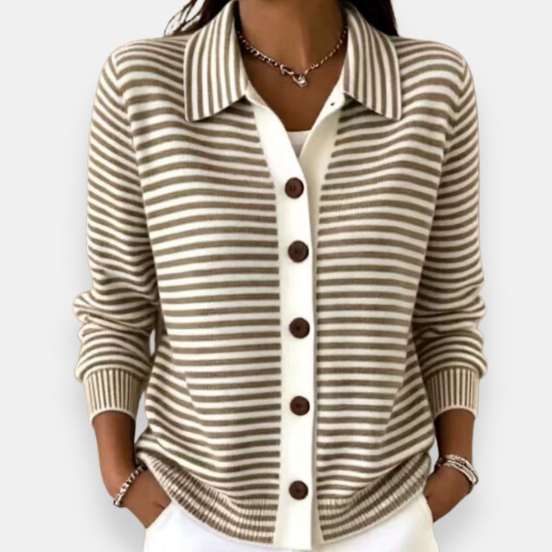 Margaret – Striped Button-Down Cardigan