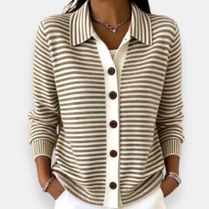 Margaret – Striped Button-Down Cardigan