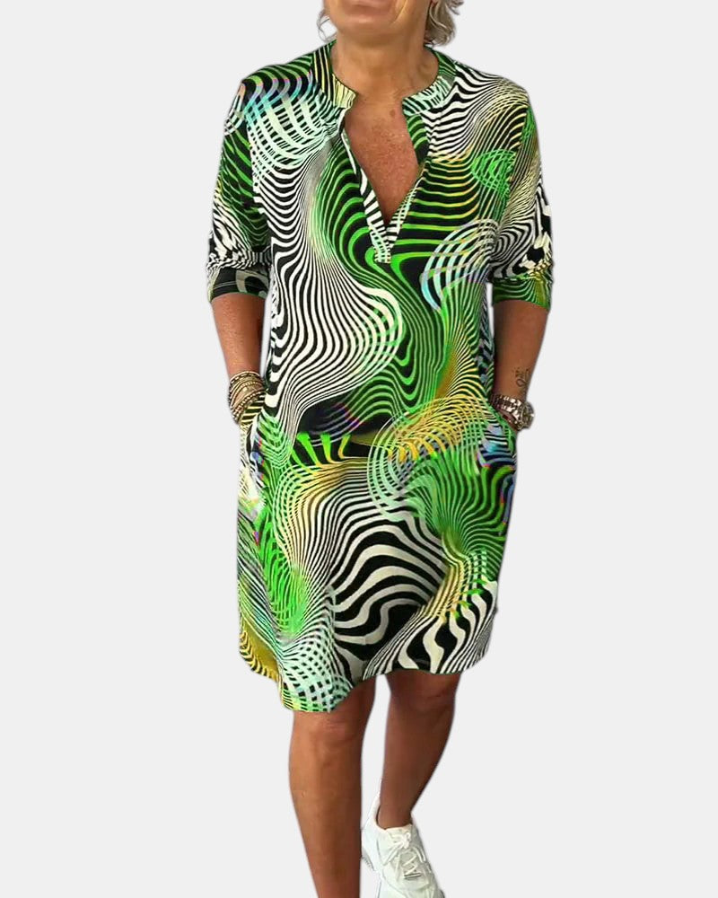 Celine | Colourful V-Neck Dress