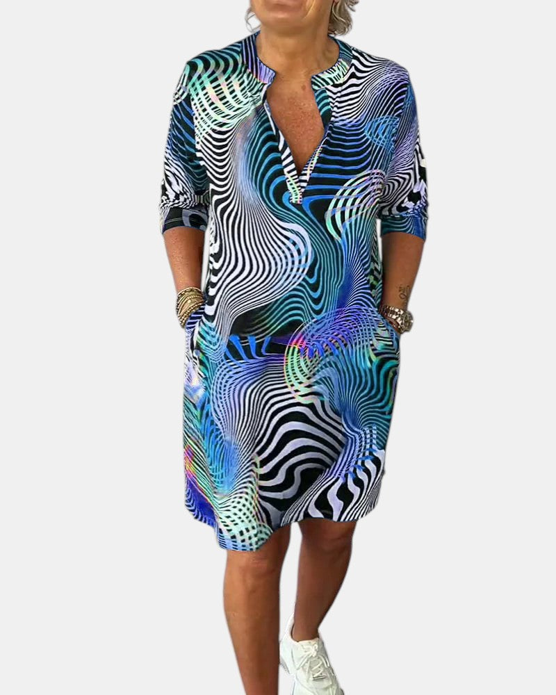 Celine | Colourful V-Neck Dress