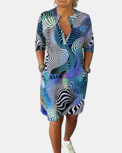 Celine | Colourful V-Neck Dress