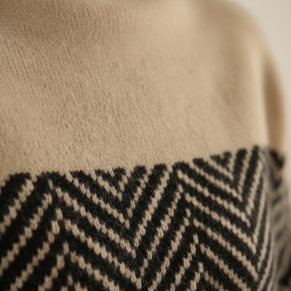 Kari – Herringbone Knit Turtleneck Jumper