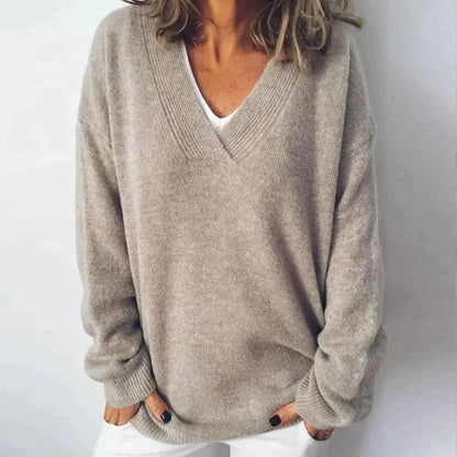 Rena – Relaxed V-Neck Knit Jumper