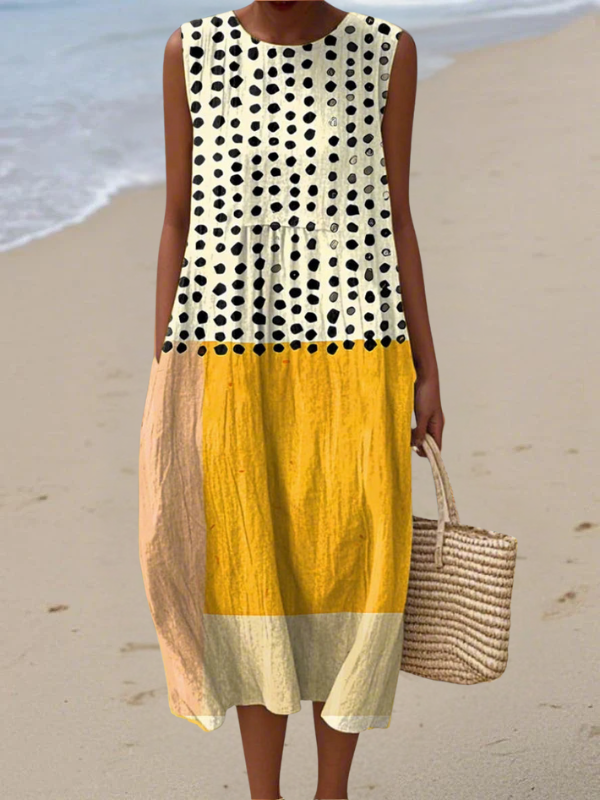 Kinley | Polka Colourblock Midi Dress