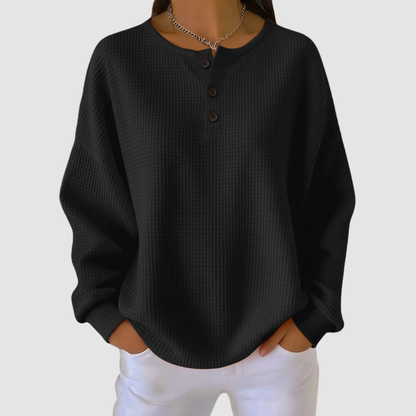 Doris – Waffle Knit Henley Top