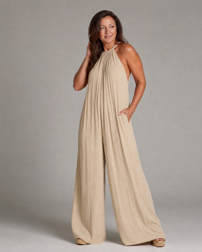 Talia | Pleated Halter Relaxed Jumpsuit