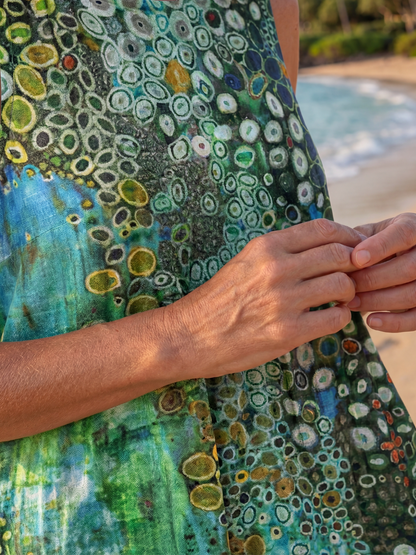 Wendy – Abstract Mosaic Sleeveless Midi Dress