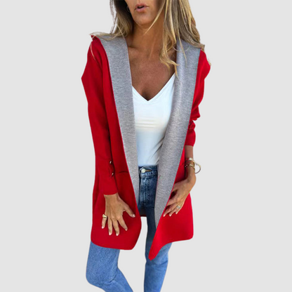 Winona – Hooded Colourblock Open-Front Cardigan