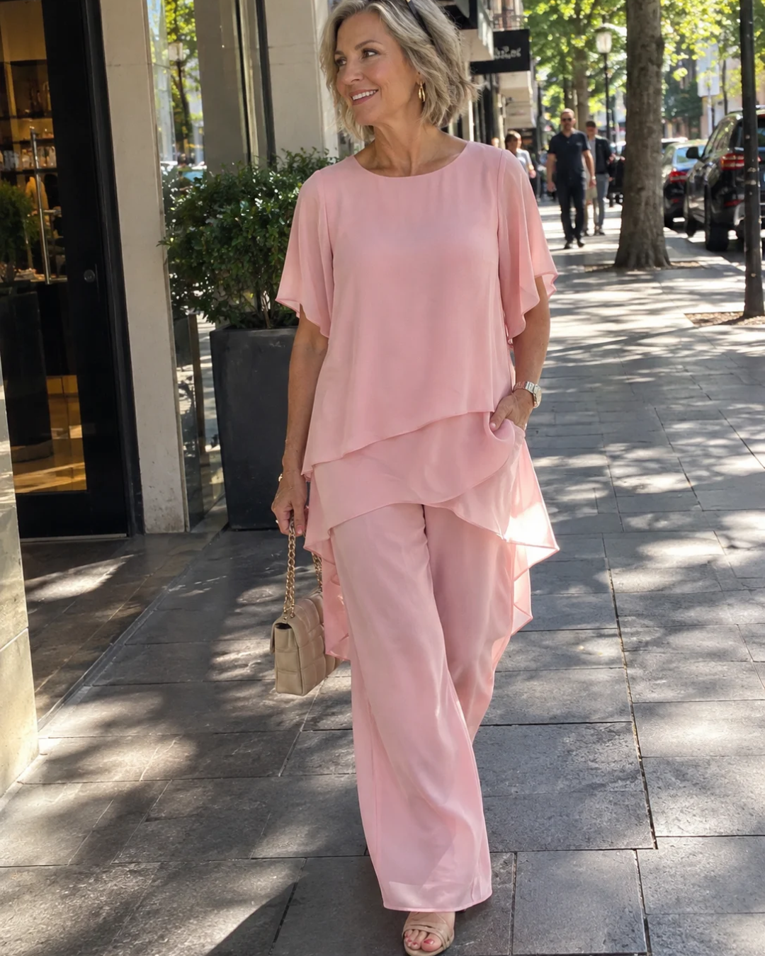 Heather – Tiered Tunic and Wide-Leg Pants Set