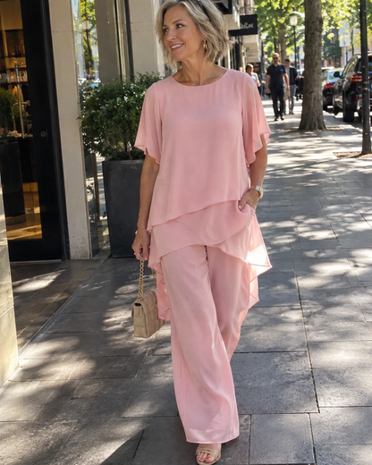 Heather – Tiered Tunic and Wide-Leg Pants Set