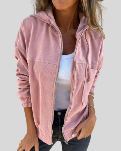 Anna – Corduroy Hooded Zip-Up Jacket