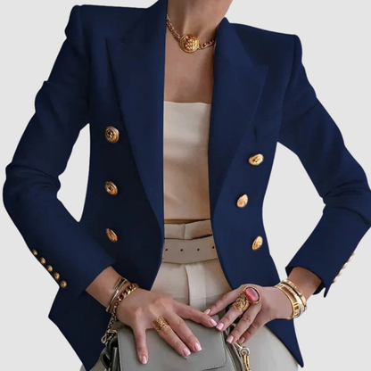 Marsha – Double-Breasted Gold Button Blazer