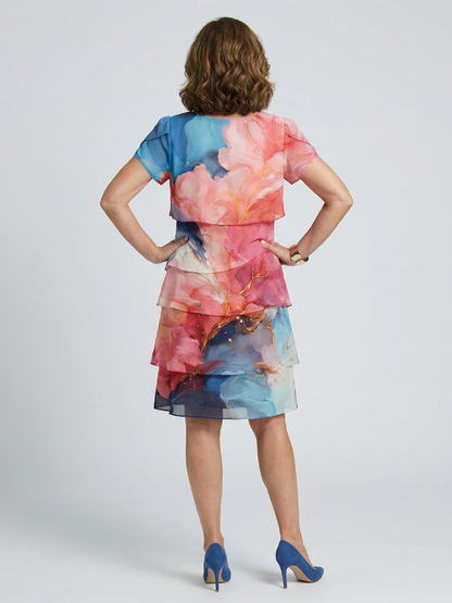 Olivia | Poised Marble Knee Length Dress