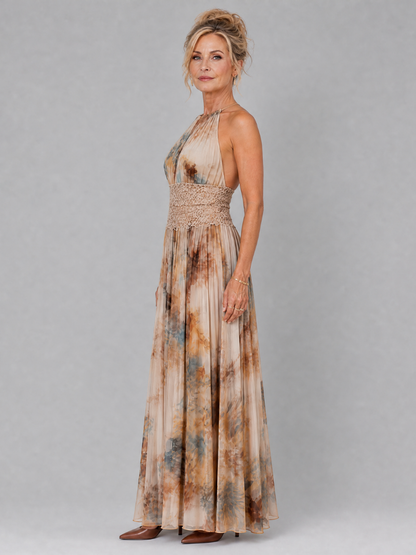 Hannah | Halter Lace Waist Maxi Dress