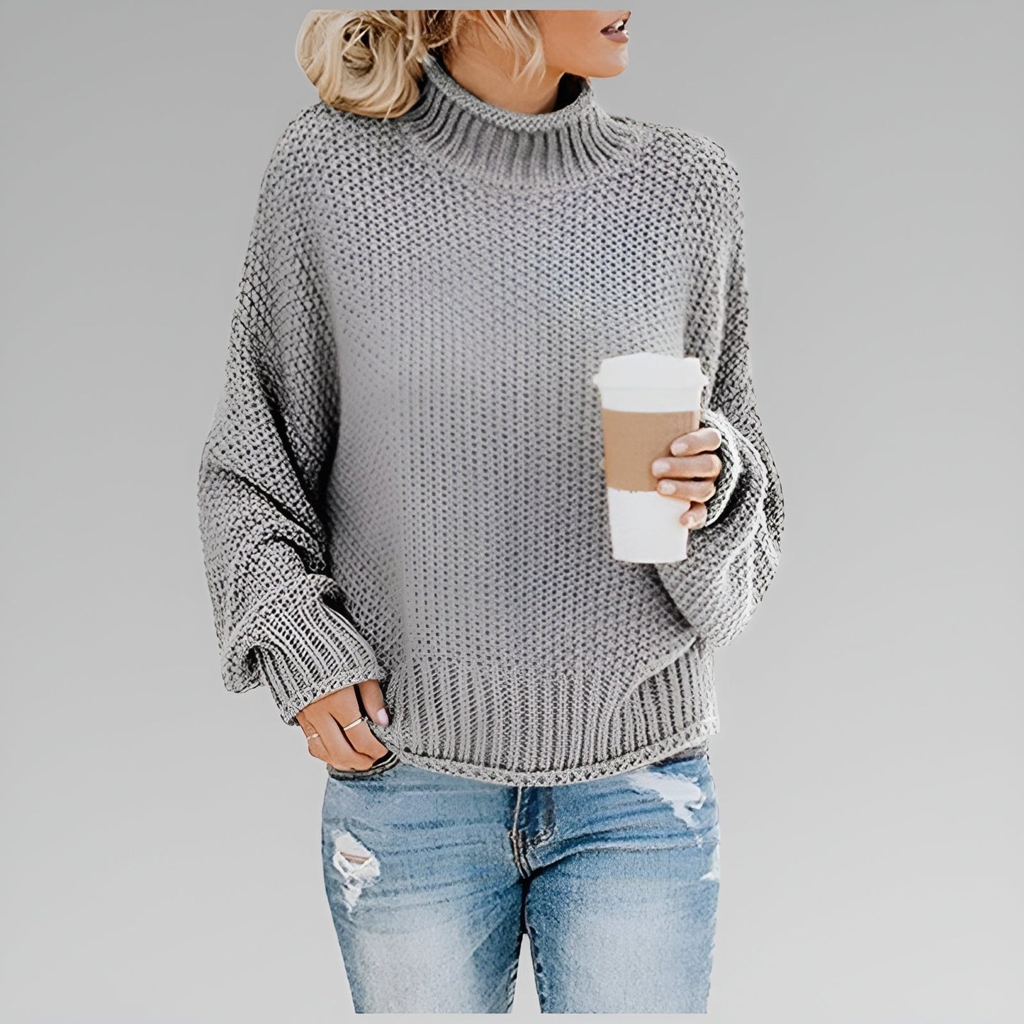 Wanda – Relaxed Mock Neck Knit Jumper
