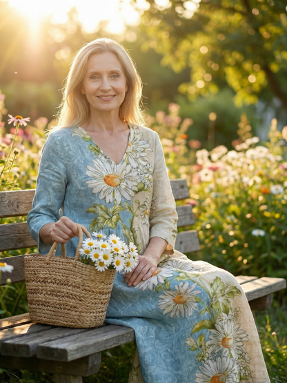 Jennifer | Light Daisy Midi Dress