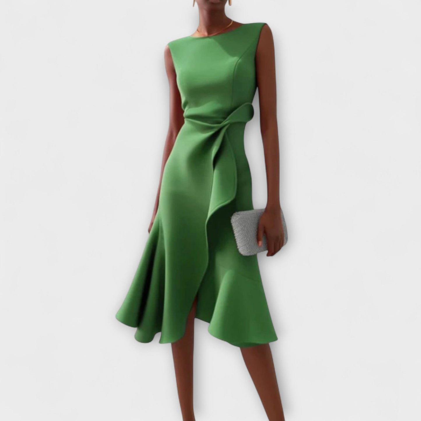 Evie | Draped Asymmetric Midi Dress