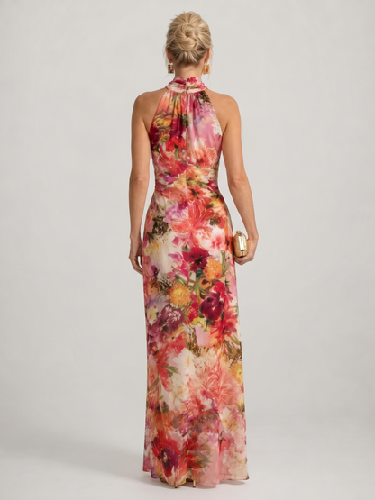 Ella | Halter Floral Print Maxi Dress