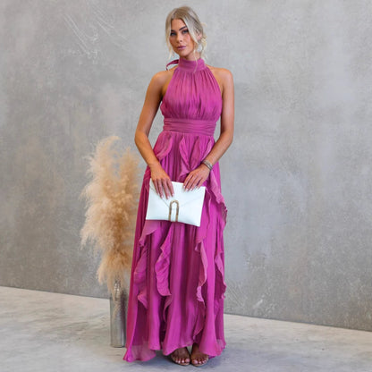 Katrina | Ruffled Halter Maxi Dress